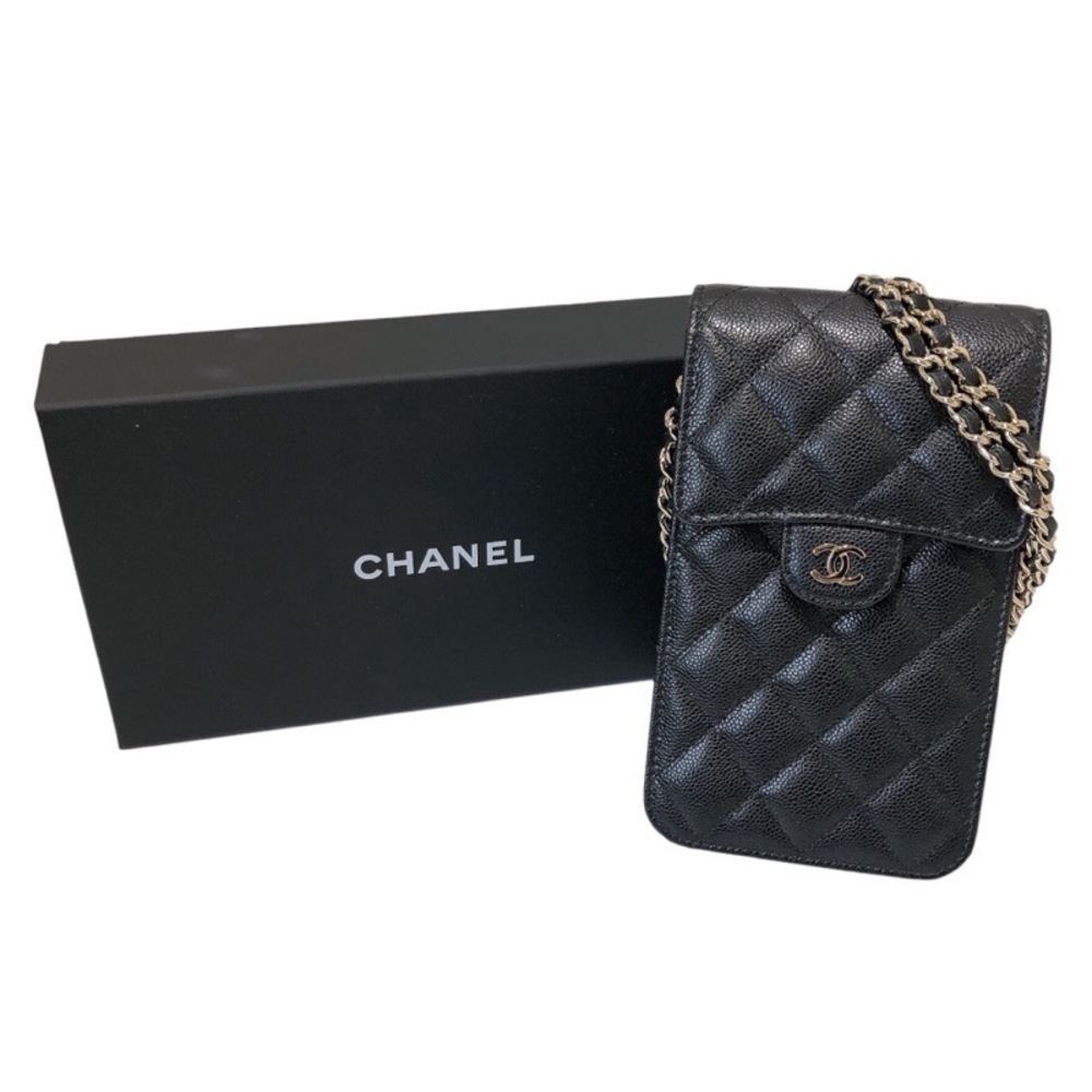 CHANEL Phone Pouch Black Caviar Skin Shoulder Bag - Picture 11 of 11